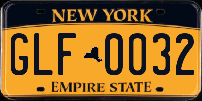 NY license plate GLF0032