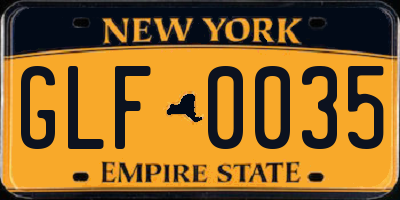 NY license plate GLF0035