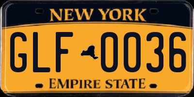NY license plate GLF0036