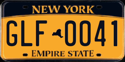 NY license plate GLF0041