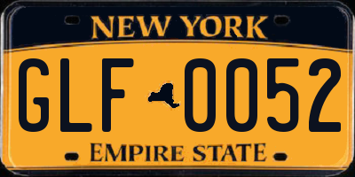 NY license plate GLF0052