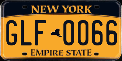 NY license plate GLF0066