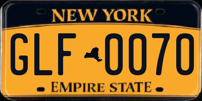 NY license plate GLF0070