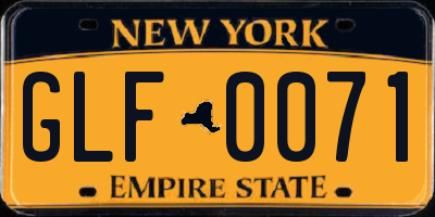 NY license plate GLF0071