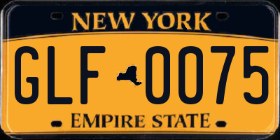 NY license plate GLF0075