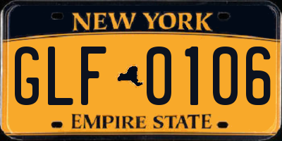 NY license plate GLF0106