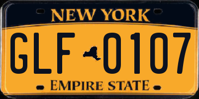 NY license plate GLF0107
