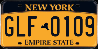 NY license plate GLF0109