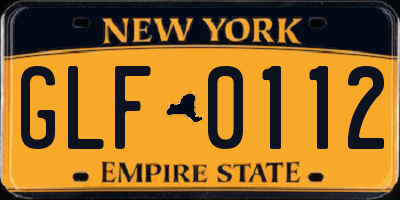 NY license plate GLF0112