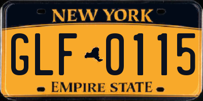 NY license plate GLF0115
