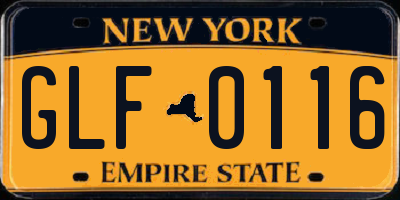 NY license plate GLF0116