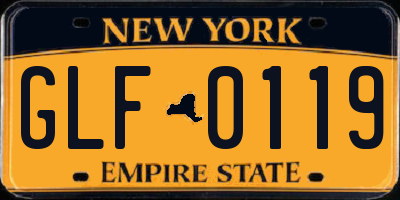 NY license plate GLF0119