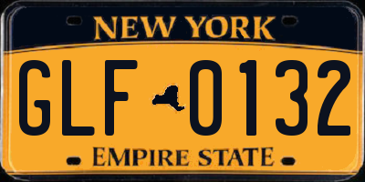 NY license plate GLF0132