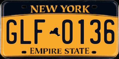 NY license plate GLF0136
