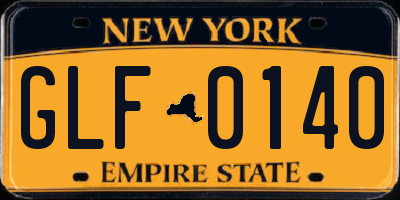 NY license plate GLF0140