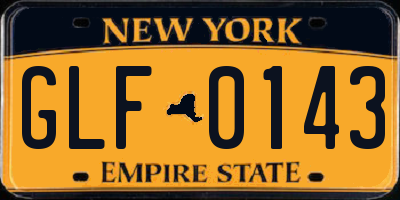 NY license plate GLF0143