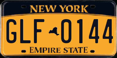 NY license plate GLF0144
