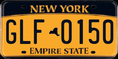NY license plate GLF0150