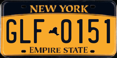 NY license plate GLF0151
