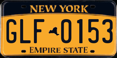 NY license plate GLF0153