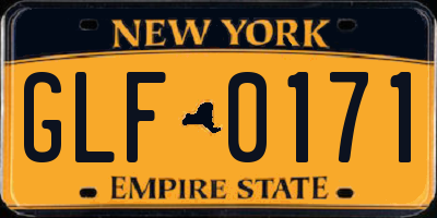 NY license plate GLF0171
