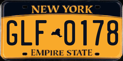 NY license plate GLF0178
