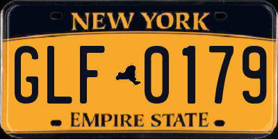 NY license plate GLF0179