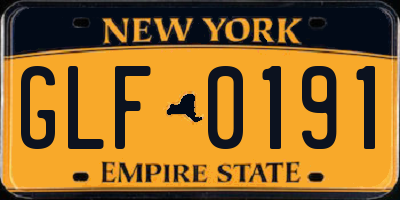 NY license plate GLF0191