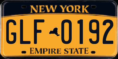 NY license plate GLF0192
