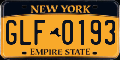 NY license plate GLF0193