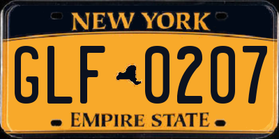 NY license plate GLF0207