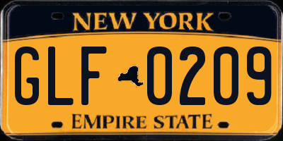 NY license plate GLF0209