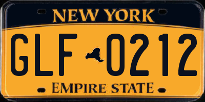 NY license plate GLF0212