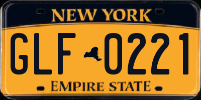 NY license plate GLF0221