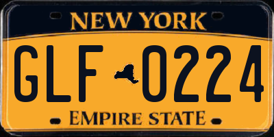 NY license plate GLF0224