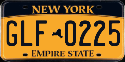 NY license plate GLF0225