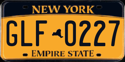 NY license plate GLF0227