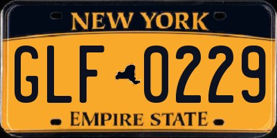 NY license plate GLF0229