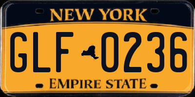 NY license plate GLF0236