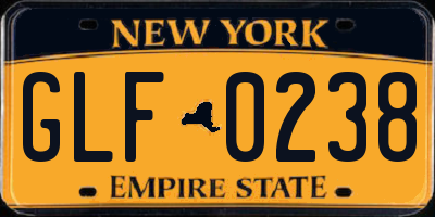NY license plate GLF0238