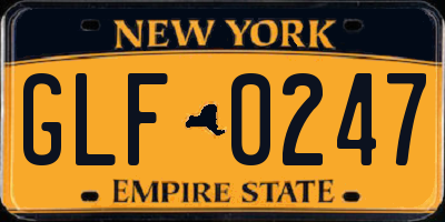 NY license plate GLF0247
