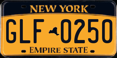 NY license plate GLF0250