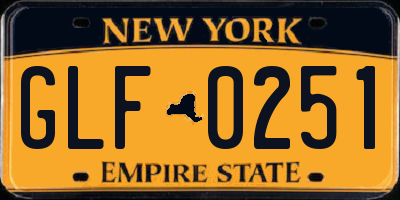 NY license plate GLF0251