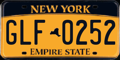 NY license plate GLF0252