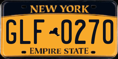 NY license plate GLF0270