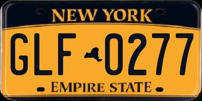 NY license plate GLF0277
