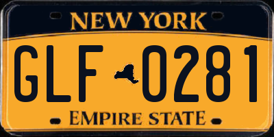 NY license plate GLF0281