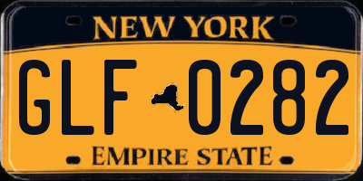 NY license plate GLF0282