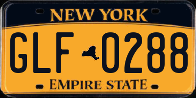 NY license plate GLF0288