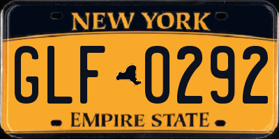 NY license plate GLF0292